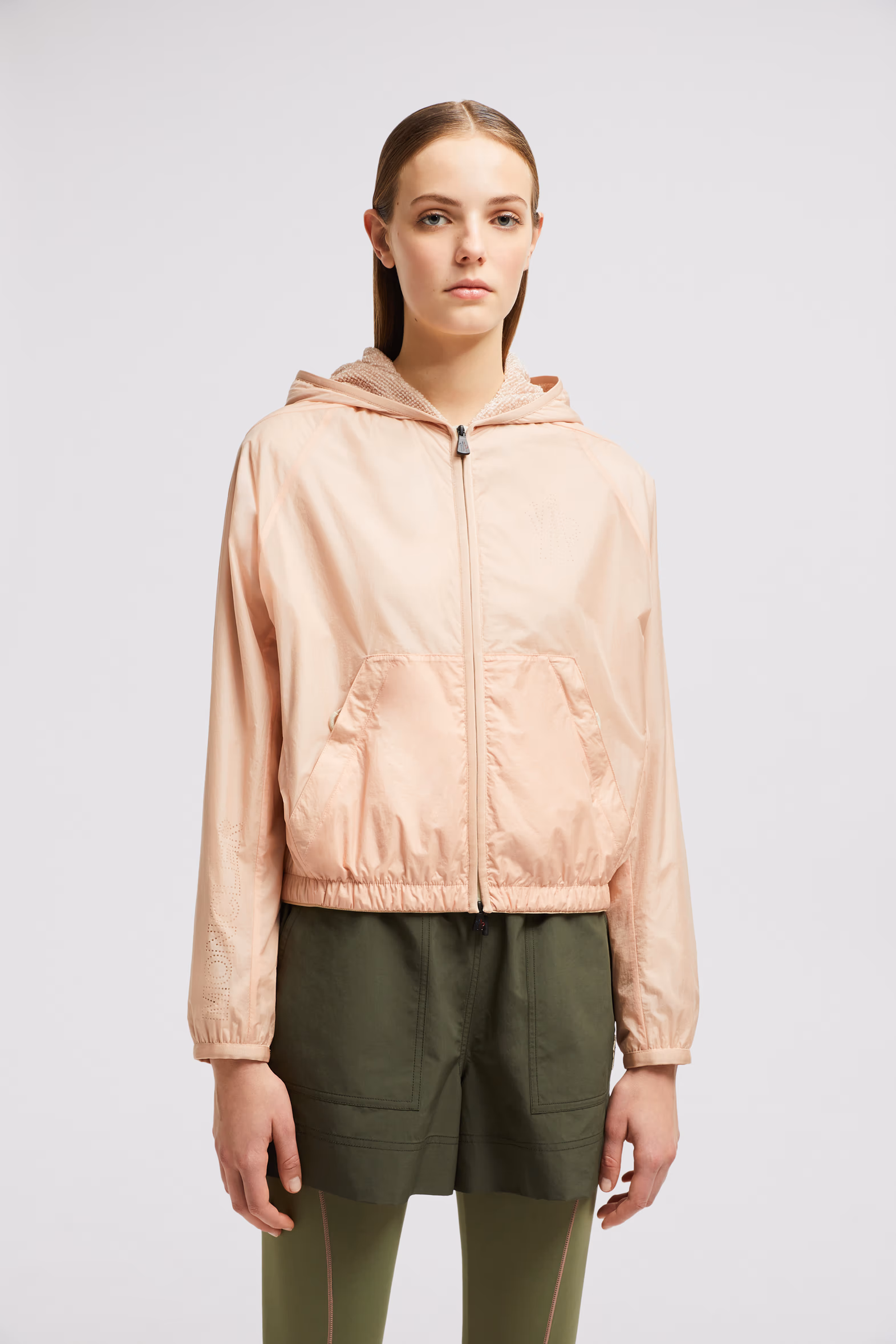 Logo Hoodie Women Pink Moncler 3